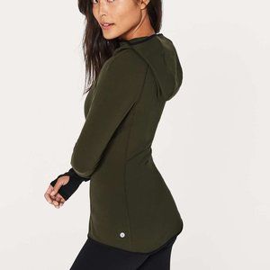 Lululemon Shape Up Pullover in Dark Olive/Black